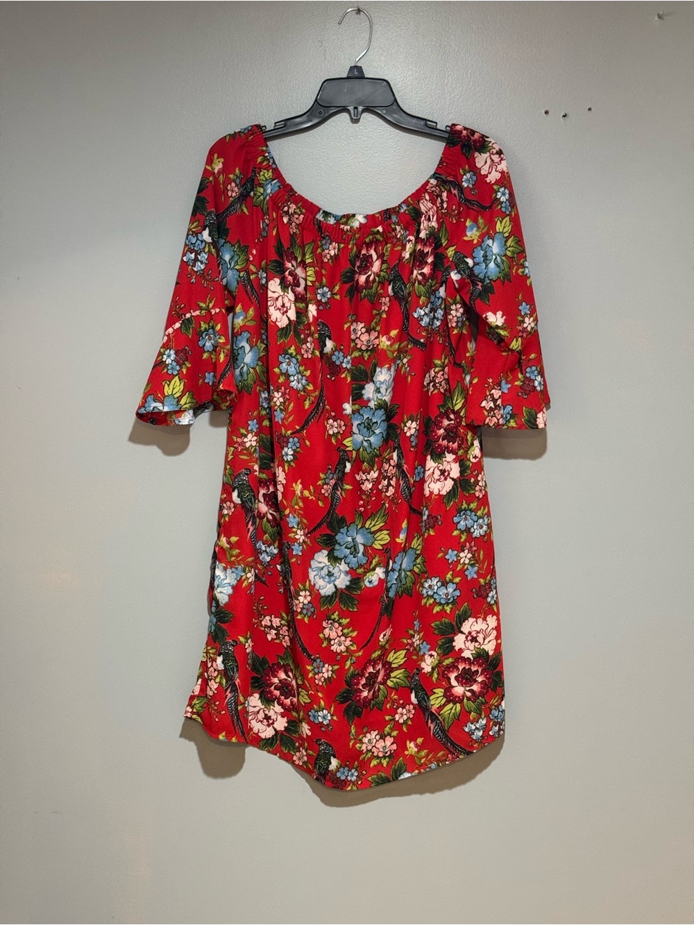 City Streets Red Floral Off-the-Shoulder Mini Dress